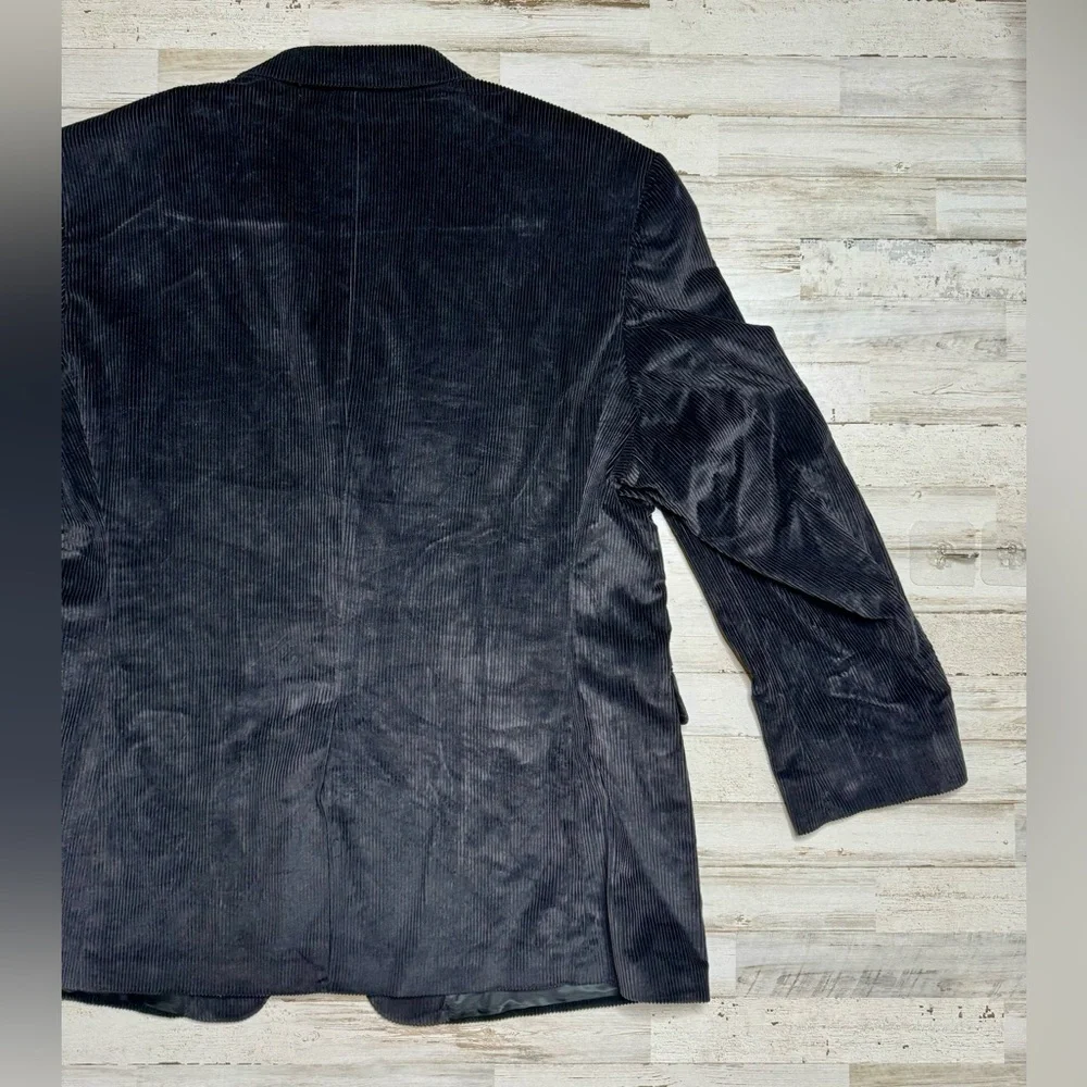 Stafford Blazer Sport Coat Mens 46R Black Corduroy Classic Fit